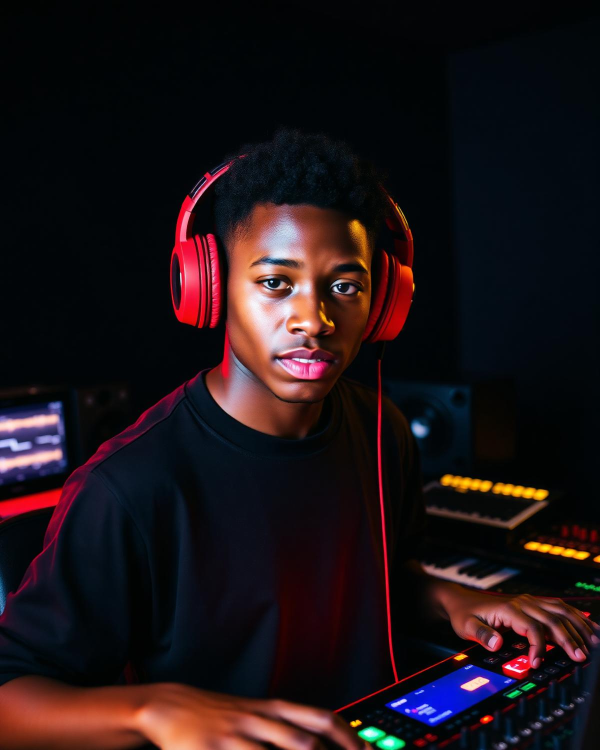 Young African American music creative